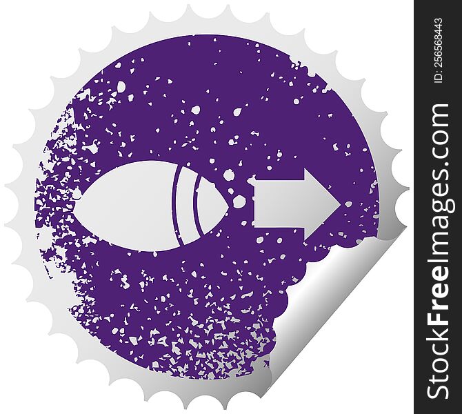 Distressed Circular Peeling Sticker Symbol Eye Looking To One Side
