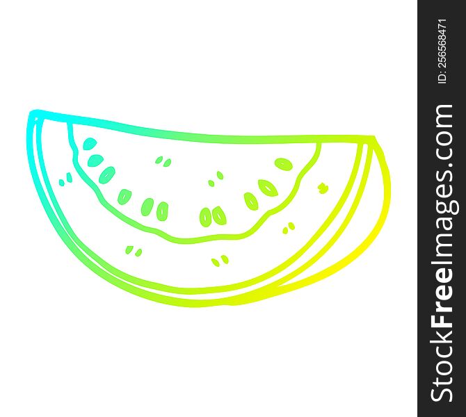 cold gradient line drawing of a cartoon watermelon