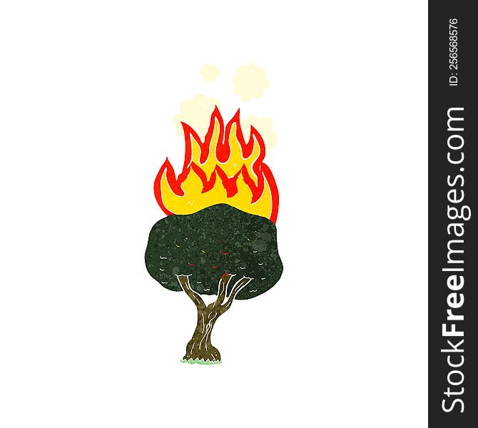 cartoon tree on fire