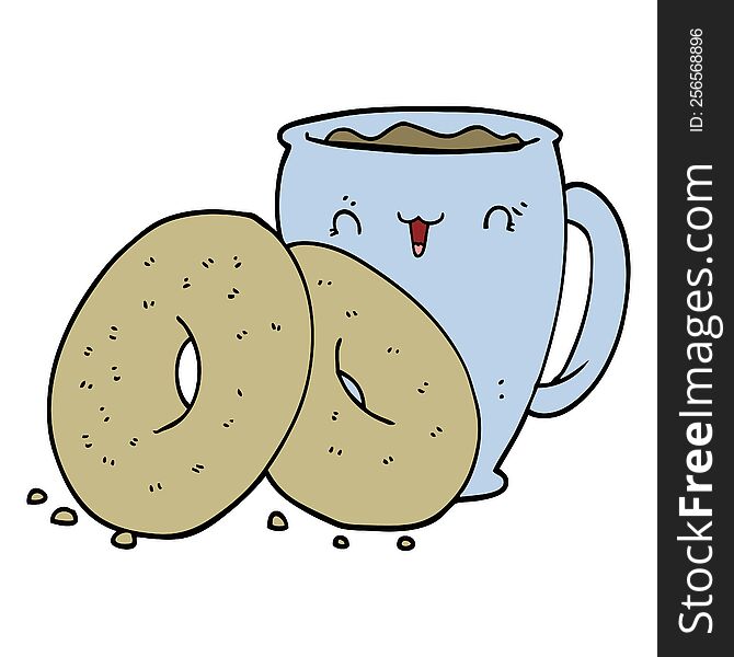 cartoon coffee and donuts