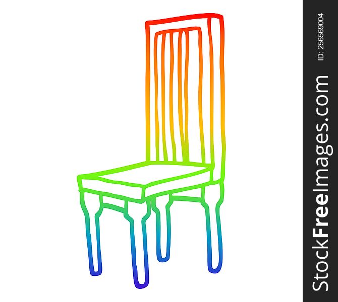 Rainbow Gradient Line Drawing Cartoon Wooden Chair