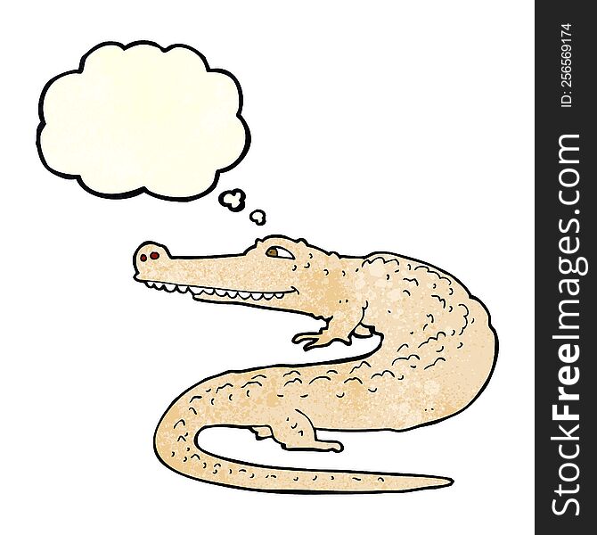 cartoon alligator with thought bubble