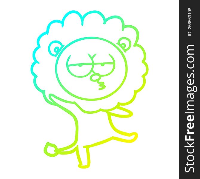 Cold Gradient Line Drawing Cartoon Dancing Lion
