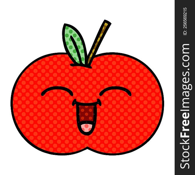 comic book style cartoon red apple