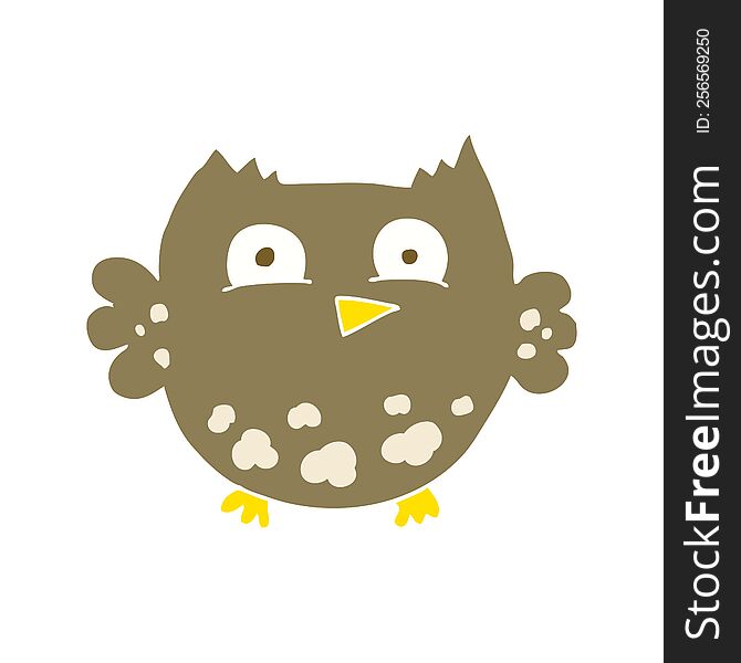 Flat Color Illustration Of A Cartoon Little Owl