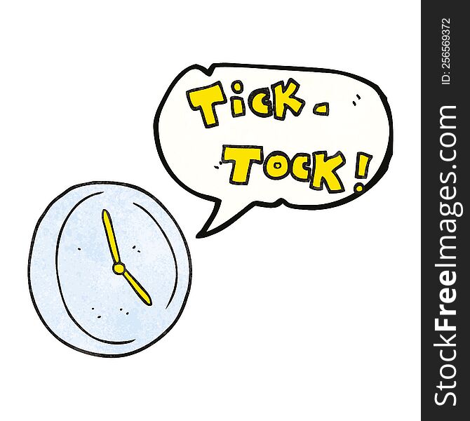 freehand speech bubble textured cartoon ticking clock