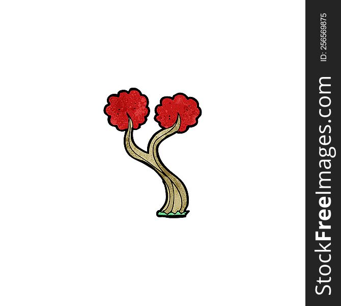 cartoon tree with red leaves