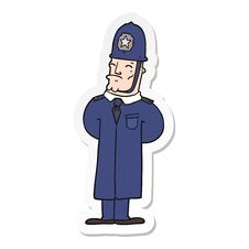 Sticker Of A Cartoon Policeman Royalty Free Stock Images