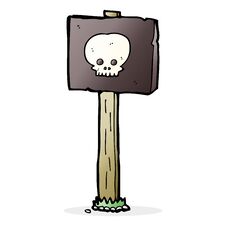 Cartoon Spooky Skull Signpost Stock Photography