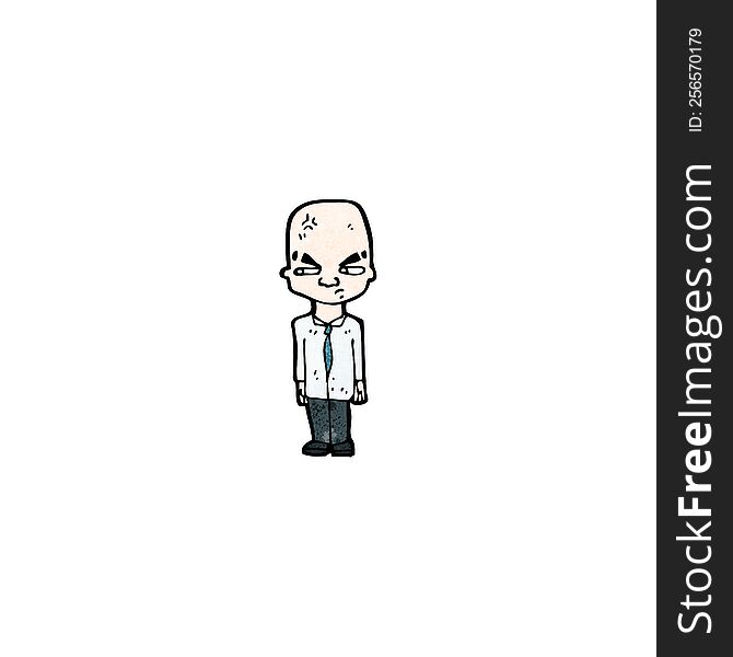 cartoon stressed bald man