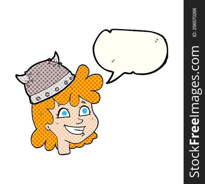 Comic Book Speech Bubble Cartoon Female Viking Face