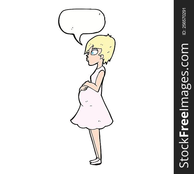 cartoon pregnant woman with speech bubble