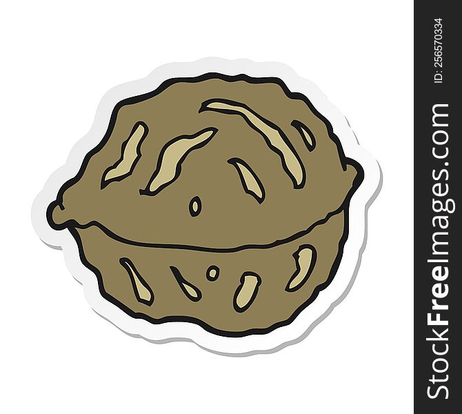 sticker of a cartoon walnut in shell