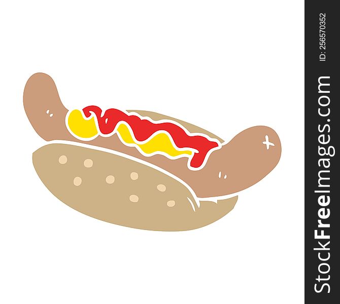 flat color style cartoon hot dog. flat color style cartoon hot dog