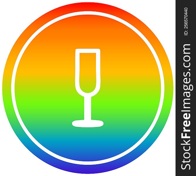 champagne flute circular icon with rainbow gradient finish. champagne flute circular icon with rainbow gradient finish