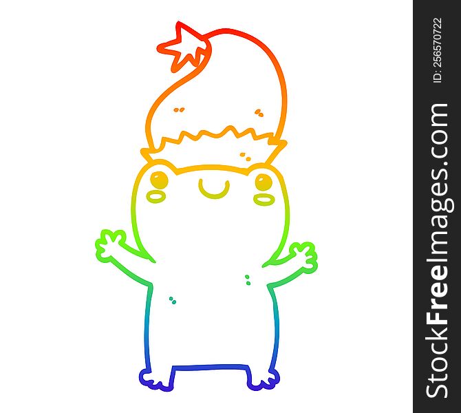 Rainbow Gradient Line Drawing Cute Christmas Frog