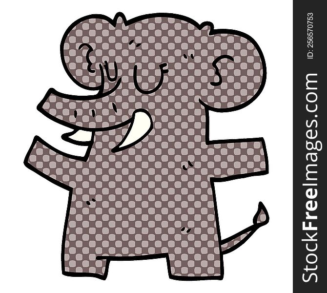 Cartoon Doodle Standing Elephant