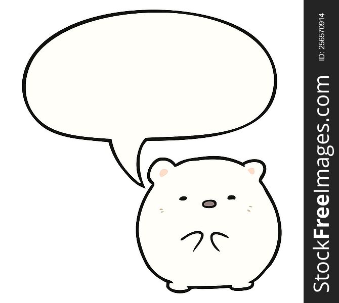 Cute Cartoon Polar Bear And Speech Bubble