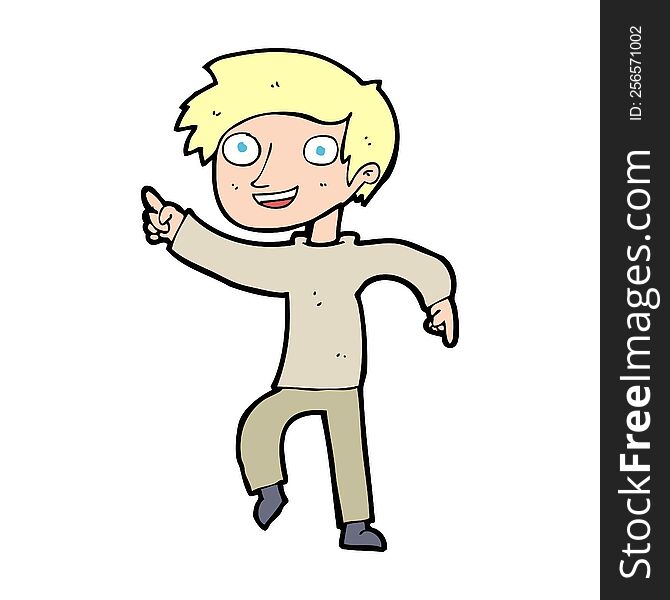 Cartoon Happy Boy Pointing