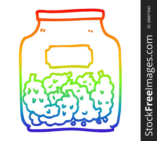 Rainbow Gradient Line Drawing Cartoon Cannabis Dispensary Jar