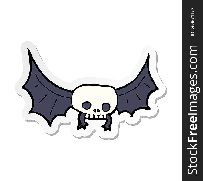 sticker of a cartoon spooky skull bat