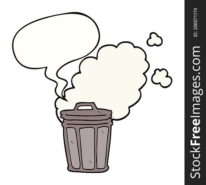 Cartoon Stinky Garbage Can And Speech Bubble