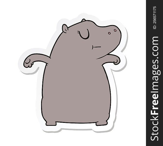 Sticker Of A Cartoon Hippo