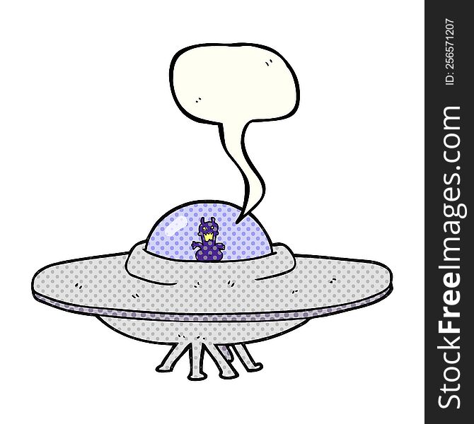 freehand drawn comic book speech bubble cartoon UFO