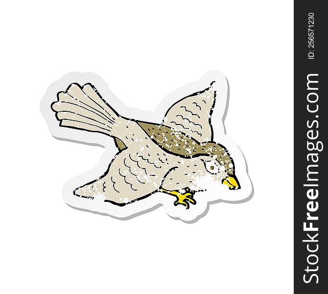 Retro Distressed Sticker Of A Cartoon Flying Bird