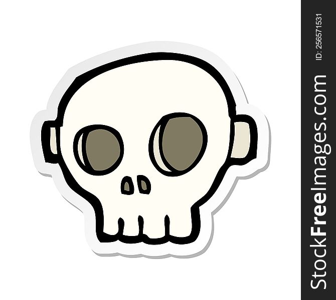 sticker of a cartoon spooky skull mask