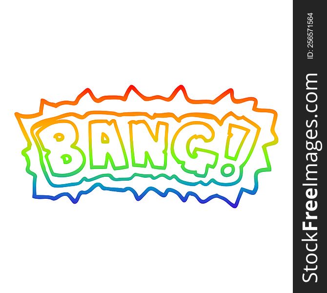 Rainbow Gradient Line Drawing Cartoon Word Bang