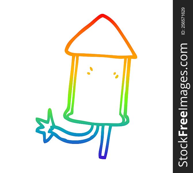 rainbow gradient line drawing of a cartoon firework