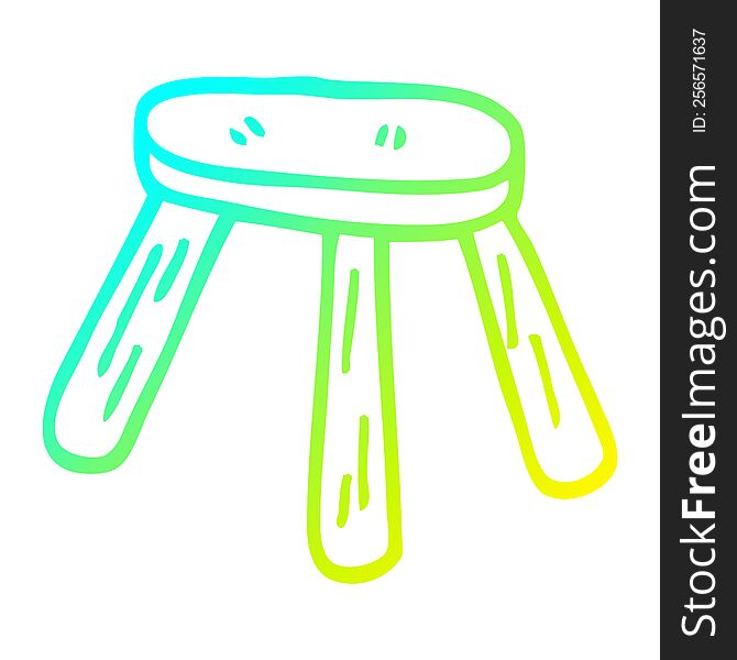 cold gradient line drawing of a cartoon low stool