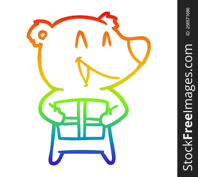 Rainbow Gradient Line Drawing Cartppm Bear With Present
