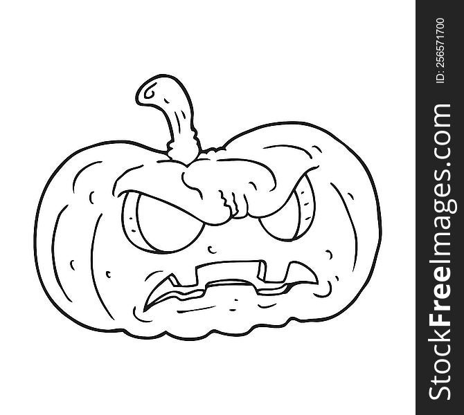 black and white cartoon halloween pumpkin