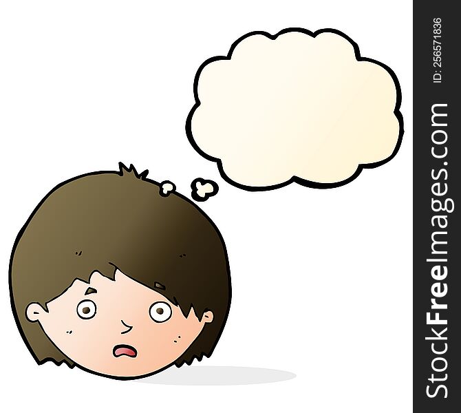 Cartoon Unhappy Boy With Thought Bubble