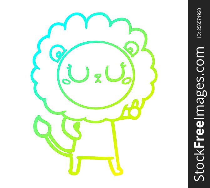 Cold Gradient Line Drawing Cartoon Lion