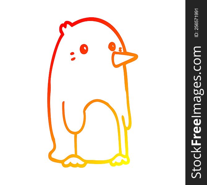 Warm Gradient Line Drawing Cartoon Penguin