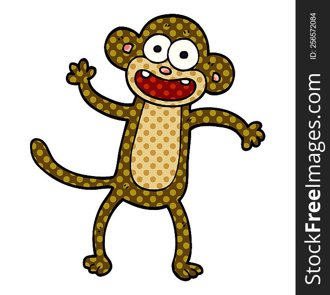 Cartoon Doodle Waving Monkey