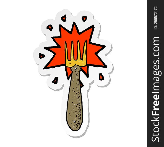 sticker of a cartoon fork