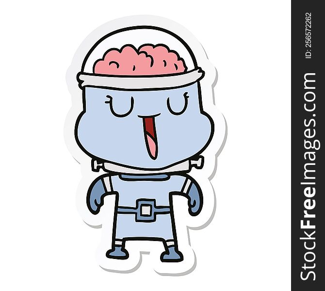 Sticker Of A Happy Cartoon Robot