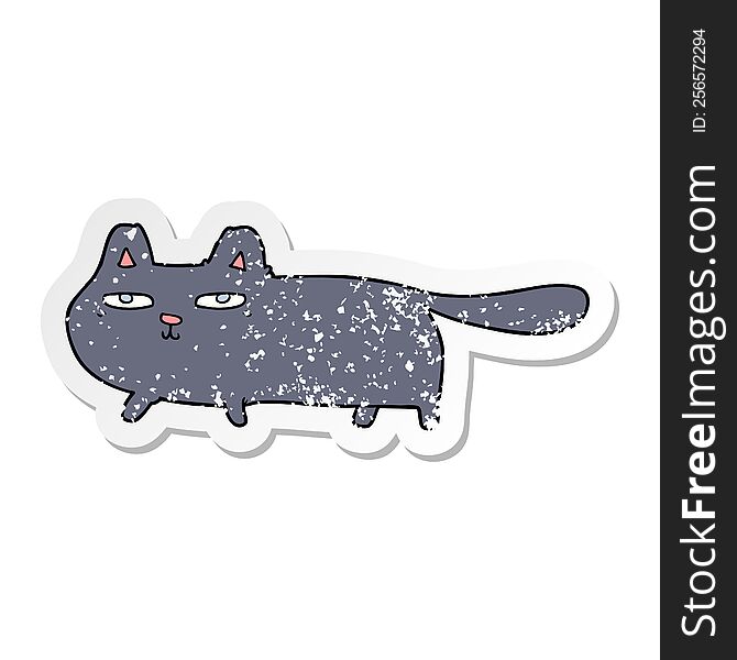 distressed sticker of a cartoon sly cat