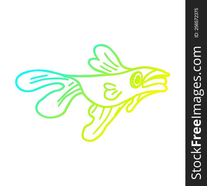 Cold Gradient Line Drawing Cartoon Fighting Fish