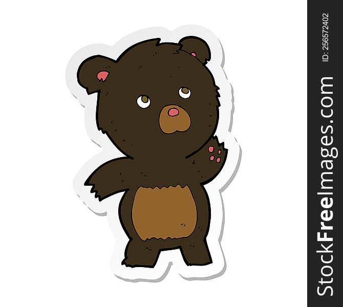 Sticker Of A Cartoon Curious Black Bear