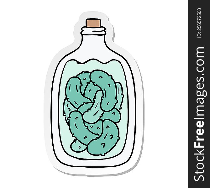 sticker cartoon doodle jar of pickled gherkins