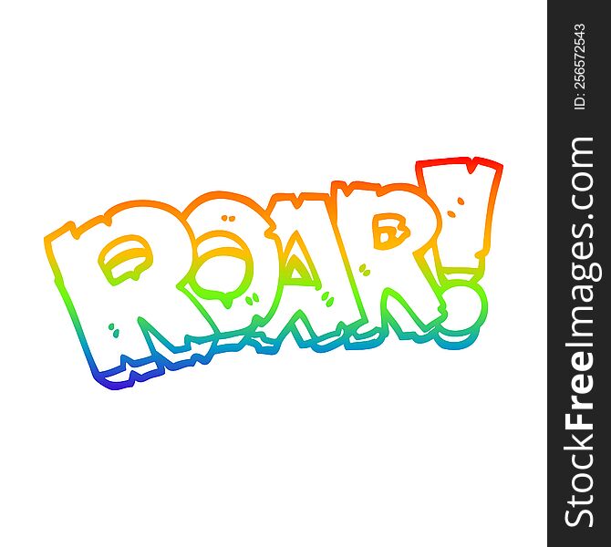 rainbow gradient line drawing of a cartoon roar sign