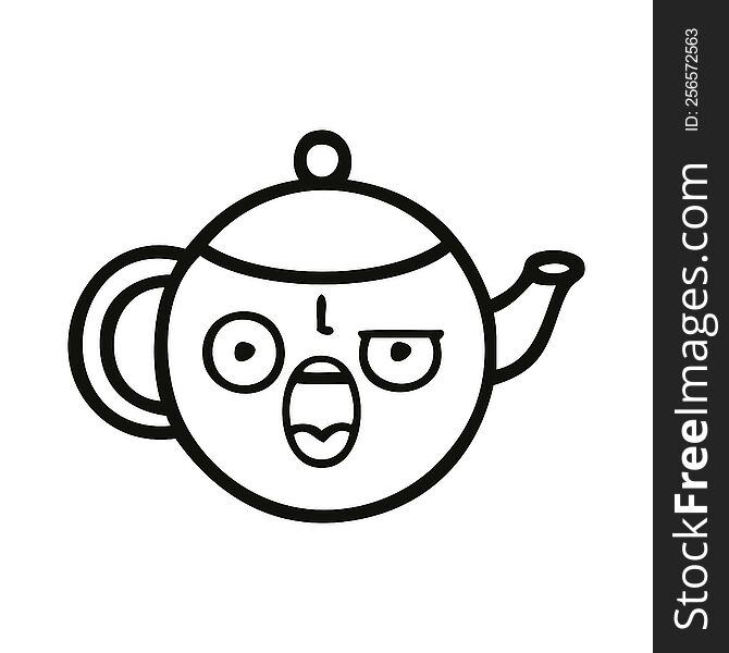 line drawing cartoon of a teapot. line drawing cartoon of a teapot