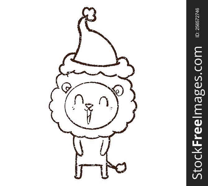 Christmas Lion Charcoal Drawing