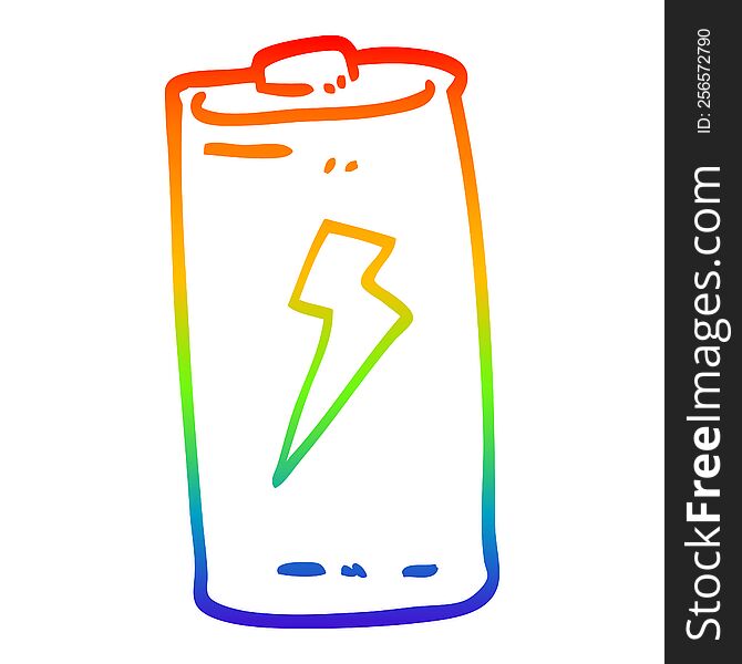 Rainbow Gradient Line Drawing Cartoon Battery