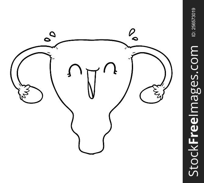 cartoon happy uterus. cartoon happy uterus